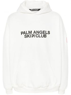 Bavlněná mikina s kapucí Palm Angels bílá