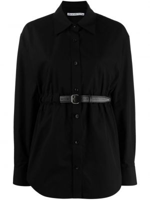 Βαμβακερό πουκάμισο Alexander Wang μαύρο