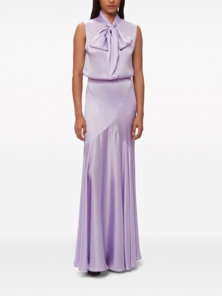 Saténové dlouhá sukně Nina Ricci fialové