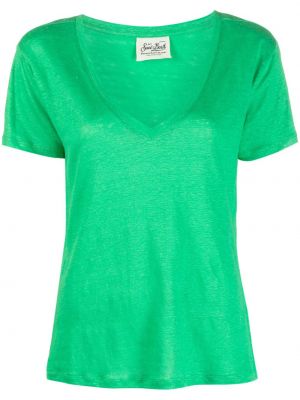 T-shirt en lin à col v Mc2 Saint Barth vert