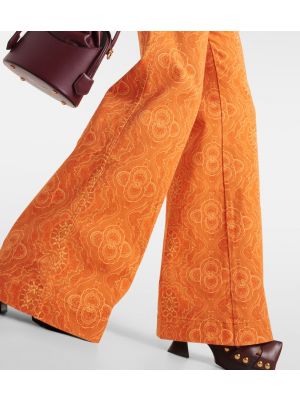 Zvonové džíny s vysokým pasem s potiskem Etro oranžové