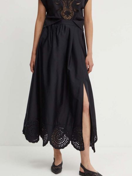 Długa spódnica bawełniana Sisley czarna