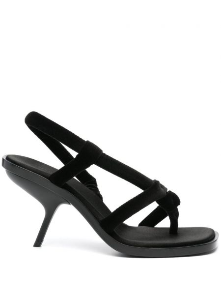 Zamatové sandále Ferragamo čierna