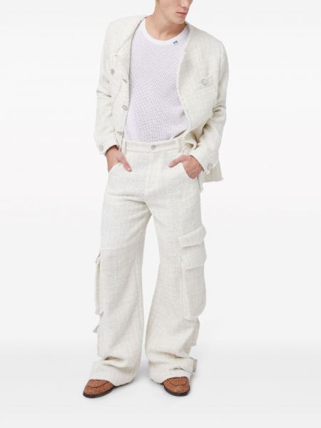 Pantalon cargo à paillettes en tweed Gcds blanc