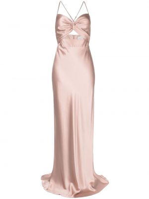 Hedvábné dlouhé šaty Michelle Mason růžové