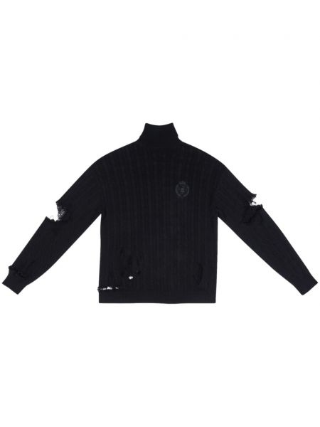 Βαμβακερός πουλόβερ με φθαρμένο εφέ Balenciaga μαύρο