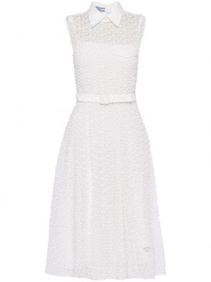 Αμάνικη μίντι φόρεμα Prada λευκό