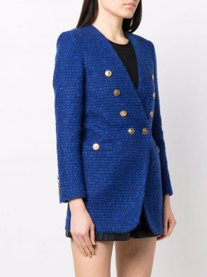 Długa kurtka tweedowa Saint Laurent niebieska