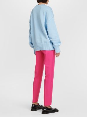Sweter wełniany bawełniany Ami Paris niebieski