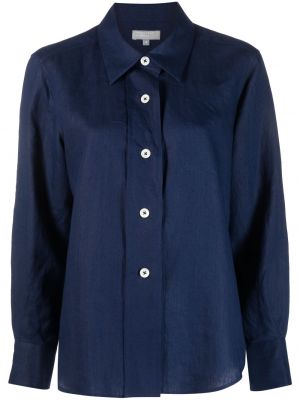 Lanena srajca z gumbi Margaret Howell modra