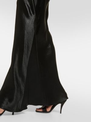 Vestido largo de raso Saint Laurent negro