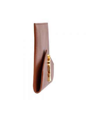 Bolso clutch de cuero Yves Saint Laurent Vintage marrón