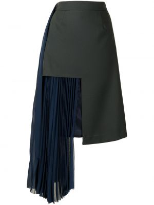 Vlněné sukně na zip s vysokým pasem Maison Mihara Yasuhiro - modrá