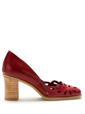 Usnjene nizki čevlji Sarah Chofakian rdeča