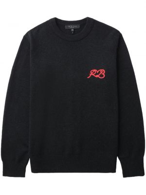 Volneni pulover z vezenjem Rag & Bone črna
