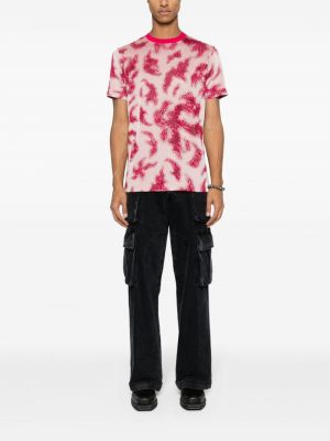 Žakárové tričko s potiskem Maccapani růžové