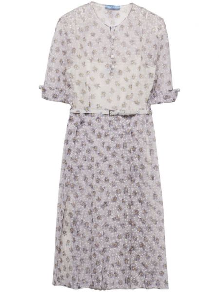 Lepršava haljina s cvjetnim printom s printom Prada