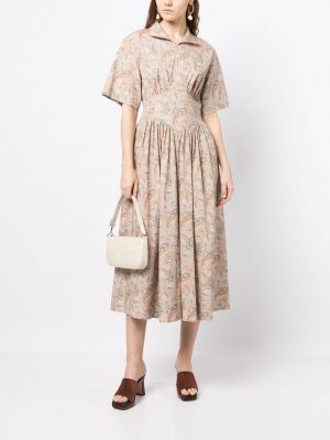 Sukienka midi z nadrukiem z wzorem paisley Rosetta Getty brązowa