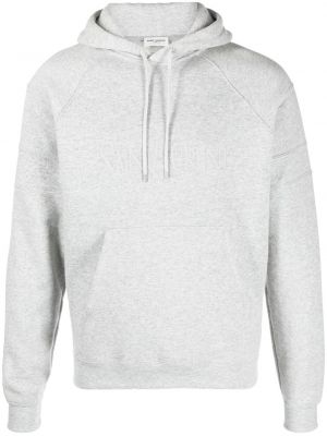 Medvilninis siuvinėtas džemperis su gobtuvu Saint Laurent pilka