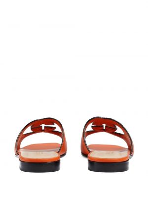 Sandały skórzane Gucci pomarańczowe