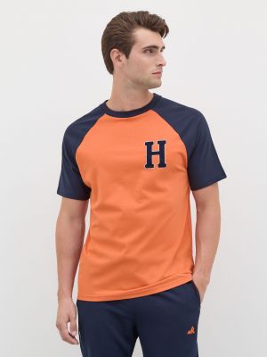 Хлопковая футболка J. Hart & Bros оранжевая