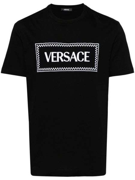 Raštuotas medvilninis marškinėliai Versace juoda