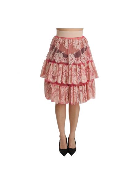 Spódnica midi z wysoką talią Dolce And Gabbana różowa