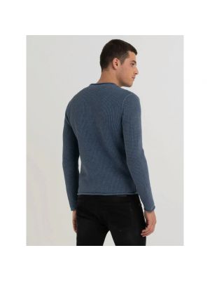 Sweter z okrągłym dekoltem Replay niebieski