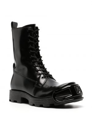 Kožené kotníkové boty Diesel černé