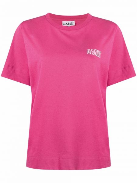 Camiseta con estampado Ganni rosa