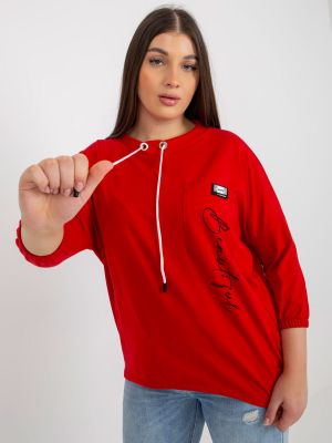 Asimetrična bluza z napisom Fashionhunters rdeča