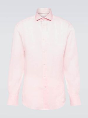 Lanena košulja Brunello Cucinelli ružičasta