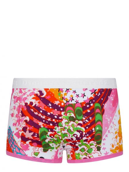 Bavlněné boxerky s potiskem s abstraktním vzorem Dsquared2 růžové