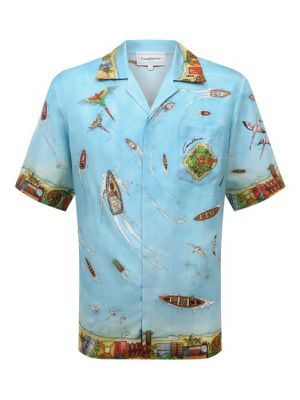 Шелковая рубашка Casablanca голубая