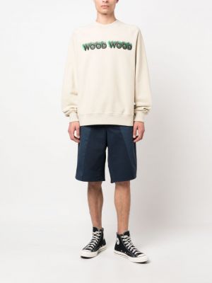 Sweatshirt mit stickerei aus baumwoll Wood Wood beige