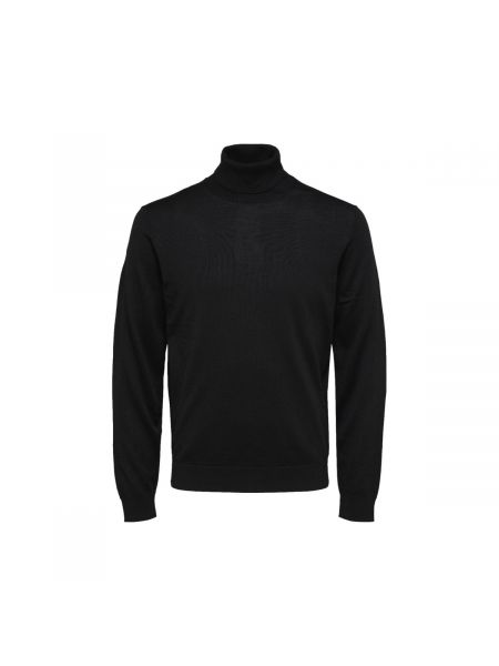 Sweter z wełny merino Selected czarny