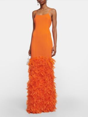 Dlouhé šaty z peří Giuseppe Di Morabito oranžové