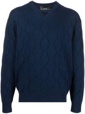 Pleten pulover iz žakarda Neil Barrett modra