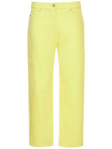 Bavlnené džínsy s rovným strihom Msgm žltá