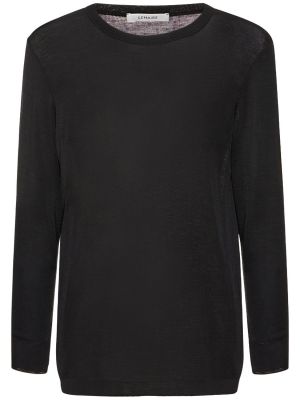 Camiseta de lana de seda de punto Lemaire negro