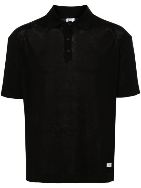 Megztas polo marškinėliai C.p. Company juoda