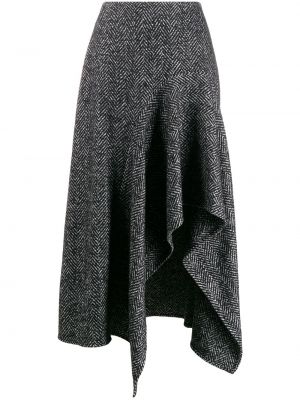 Falda midi con estampado de espiga Oscar De La Renta gris