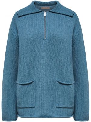 Вълнен пуловер от мерино вълна 12 Storeez синьо