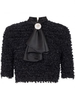Tweed top mit schleife Balmain schwarz