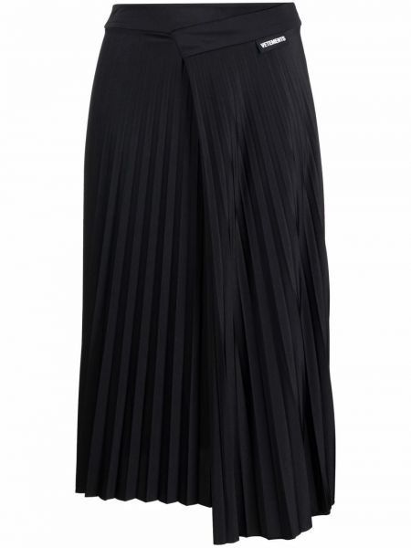 Plisované midi sukně Vetements černé
