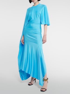 Drapírozott midi ruha Stella Mccartney kék