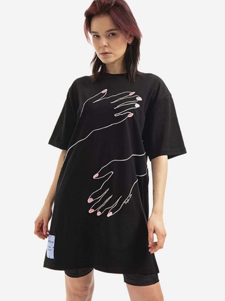 Oversized bavlněné mini šaty Mcq černé