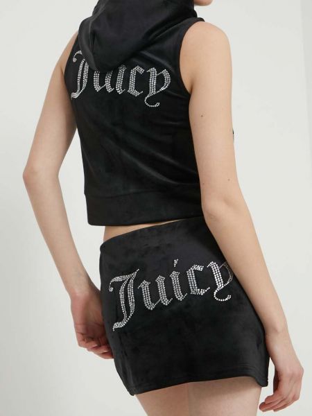 Fustă mini de catifea Juicy Couture negru