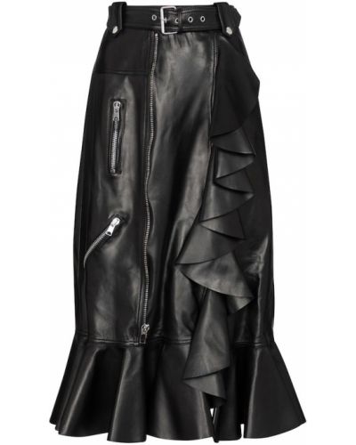 Kožená sukňa s vysokým pásom Alexander Mcqueen čierna