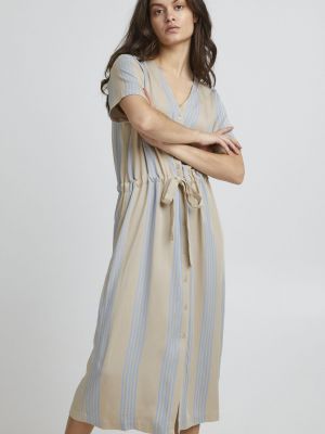 Меланжевое платье-рубашка Ichi бежевое